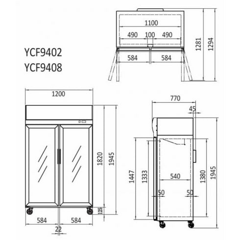 Atosa Stainless Steel Double Door Display Refrigerator 900 Litres - YCF9402